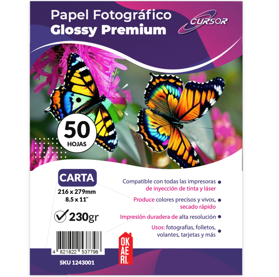papel fotografico foto 230g cursor okaeri glossy